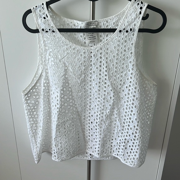 Good used condition Talula size S cropped eyelet tank top in white - Picture 1 of 4